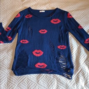 Royal Blue Distressed Sweater